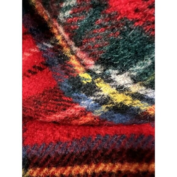 Vintage 90s Eddie Bauer Wool Red Tartan Plaid Long Coat Jacket Toggles Size S - Picture 16 of 16